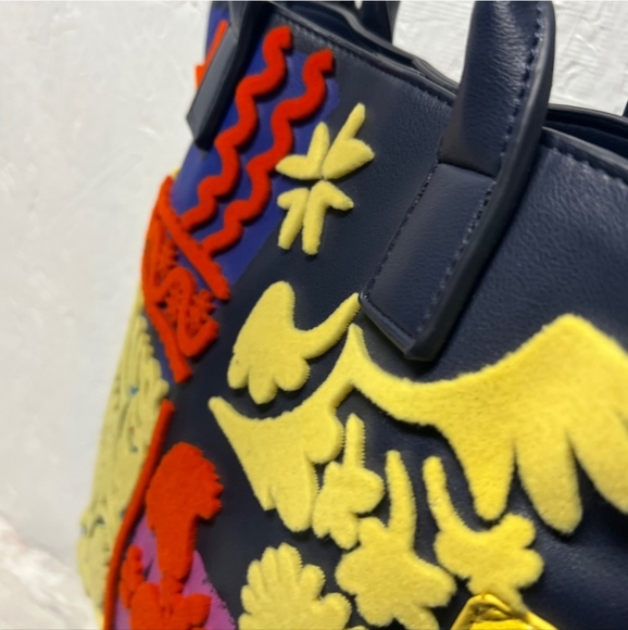 Desigual navy color block multicolor 3D pattern design tote crossbody bag - Picture 11 of 12